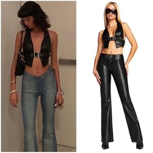 I.AM.GIA Pantea Top Black Faux Leather Size Medium